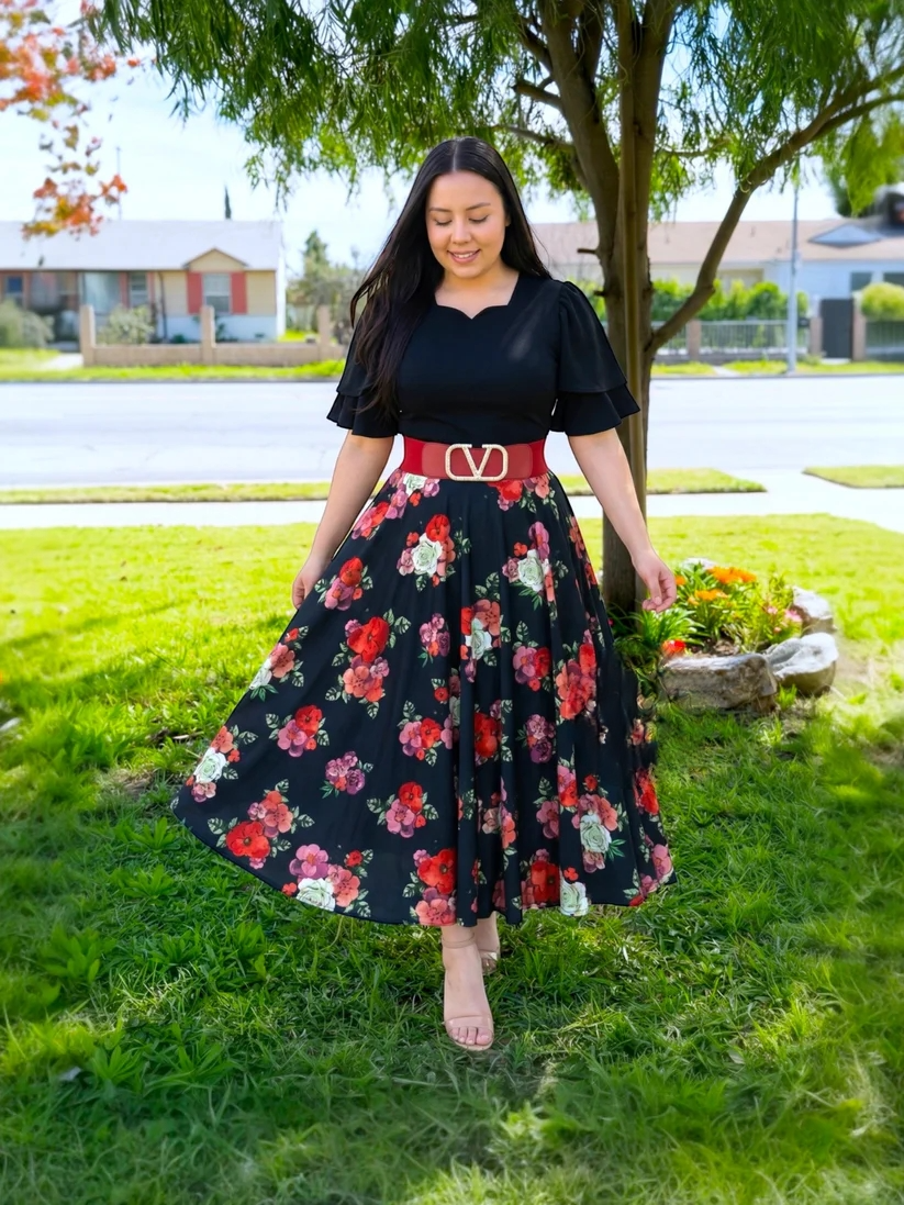 Olivia Black Ruffle Sleeve Dress